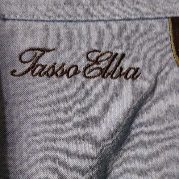Tasso Elba blue white stretch button down casual long sleeve shirt Sz L NWOT - Picture 4 of 8